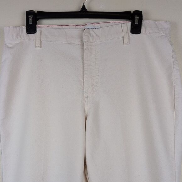 Vintage Tommy Hilfiger Cream Denim Flare Wide Leg Jeans with Mid-Rise Waist Y2K - Picture 6 of 11